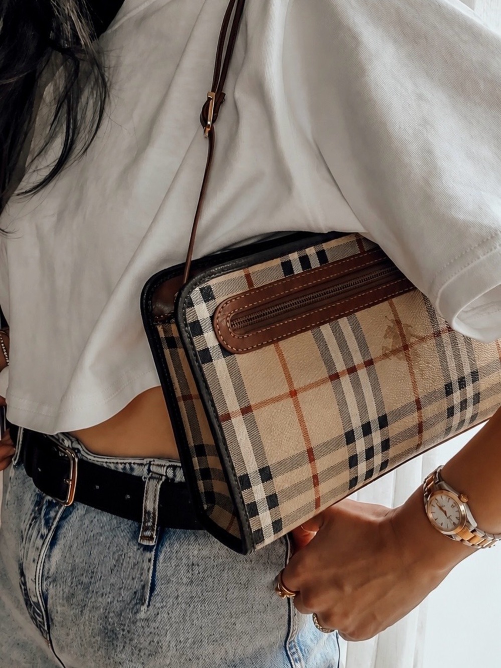 Authentic Burberry Upcycle Printed Purse on Strap